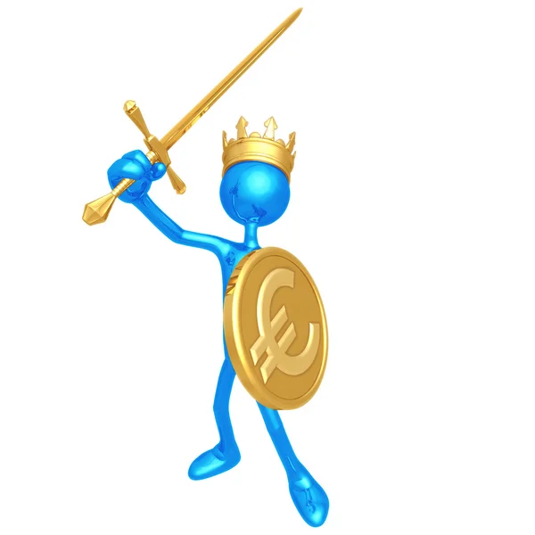 Koning met euro munt schild — Stockfoto
