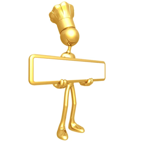 Chef Holding Sign — Stock Photo, Image