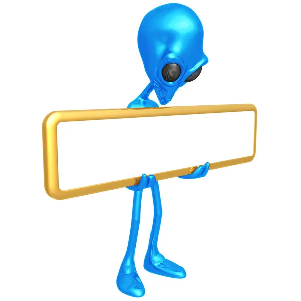 Alien With Blank Sign — Stock Photo, Image