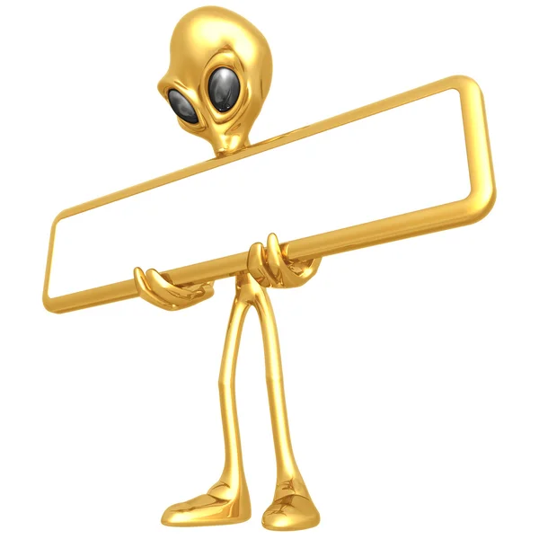 Alien With Blank Sign — Stock Photo, Image