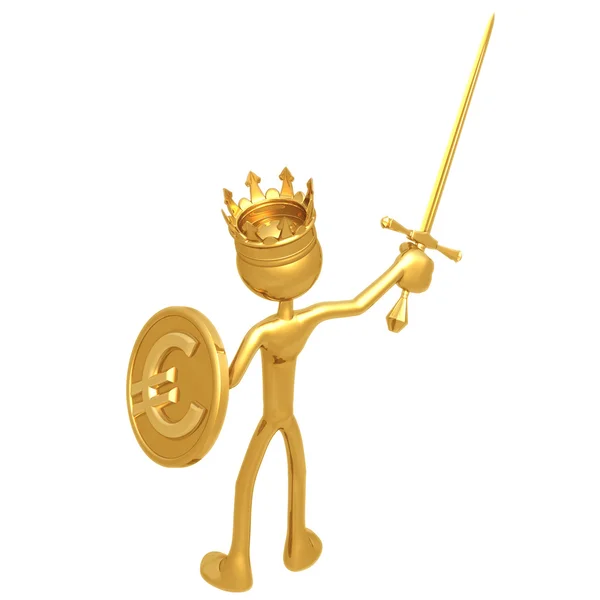 Rey con Escudo de Moneda Euro — Foto de Stock