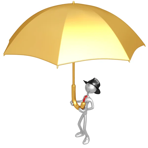 Businessman Holding A Giant Umbrella — Stock Photo, Image