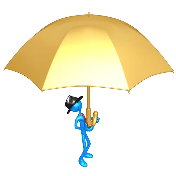 Empresário segurando um guarda-chuva gigante — Fotografia de Stock