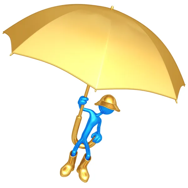 Vliegen op een gigantische paraplu — Stockfoto
