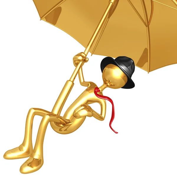 Бізнесмен літати на гігантських парасольку — стокове фото
