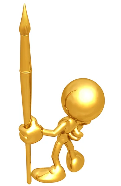 Holding A Golden Pen — Stock Photo, Image