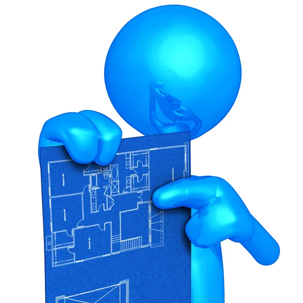 Holding Home Construction Blueprint — Stock Photo, Image