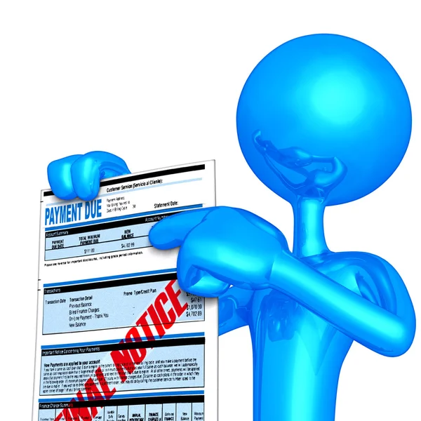3D Character With Past Due Bill — Stock Photo, Image