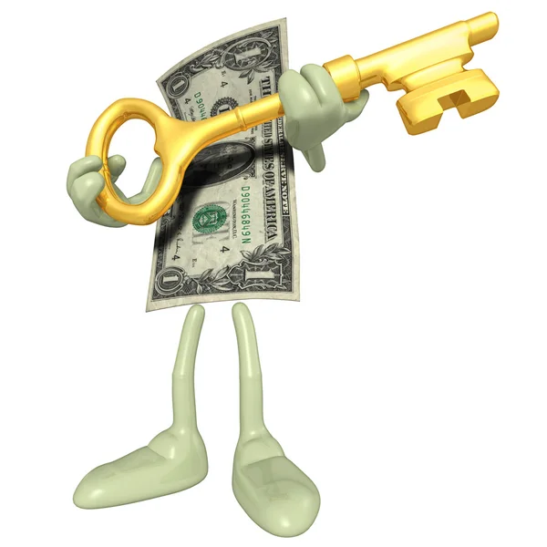 Money With Gold Key — Stock Photo, Image