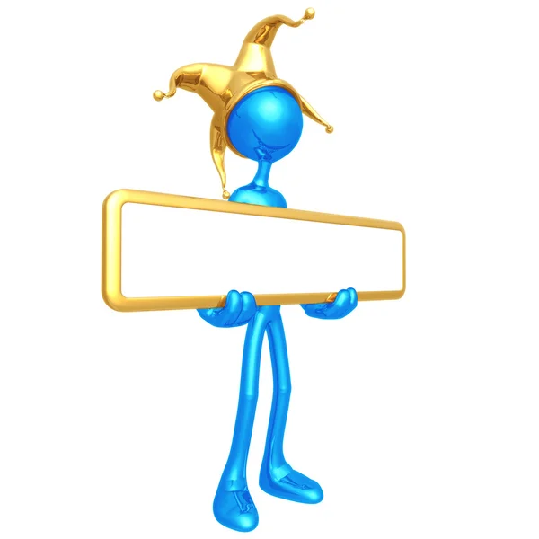 Jester Holding Sign Stock Photo