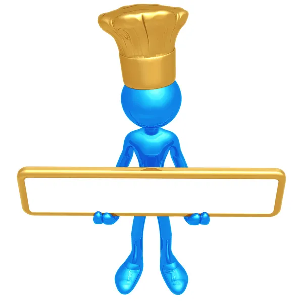 Chef Holding segno Foto Stock Royalty Free