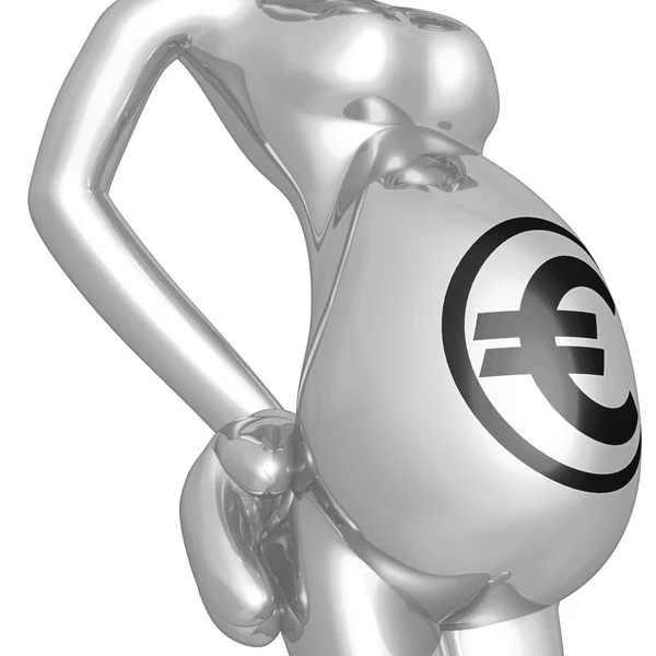 Euro On Pregnant Belly Stock Image