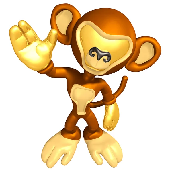 猴子服装的迷你黄金人 免版税图库照片