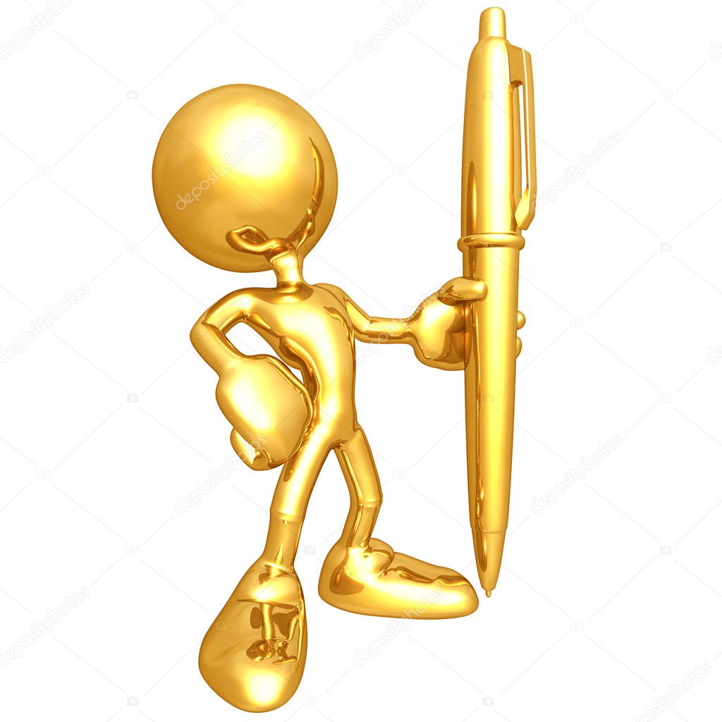 Holding A Golden Pen — Stock Photo © LuMaxArt 12345567