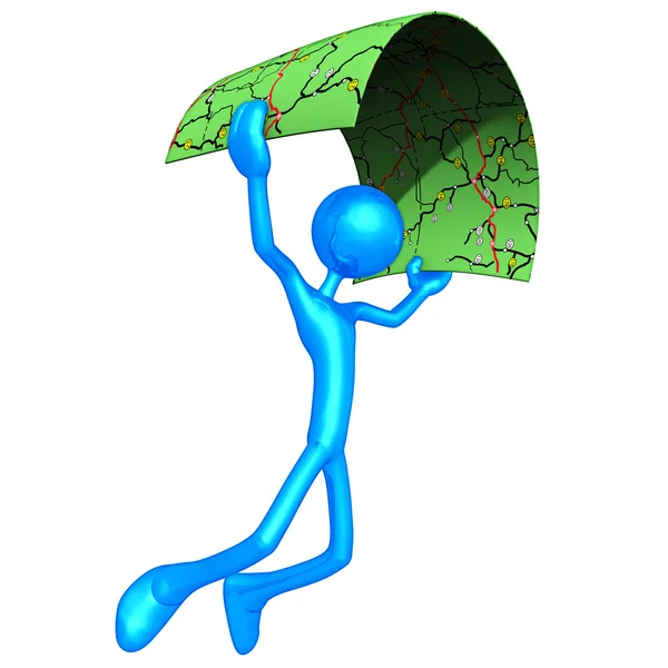 Carattere 3D con mappa stradale — Foto Stock