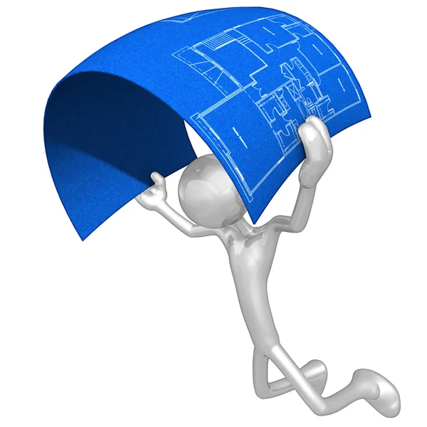 3D Character With Blueprint — Stock Photo, Image