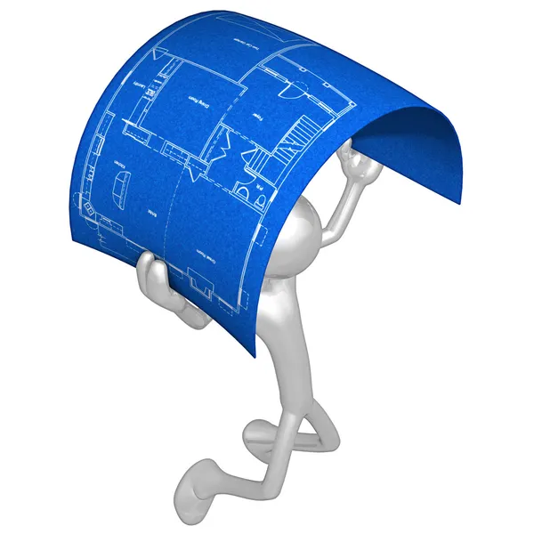 3D Character With Blueprint — Stock Photo, Image