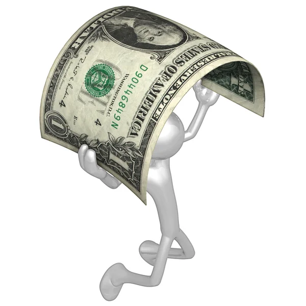 Para ile 3D karakter — Stok fotoğraf