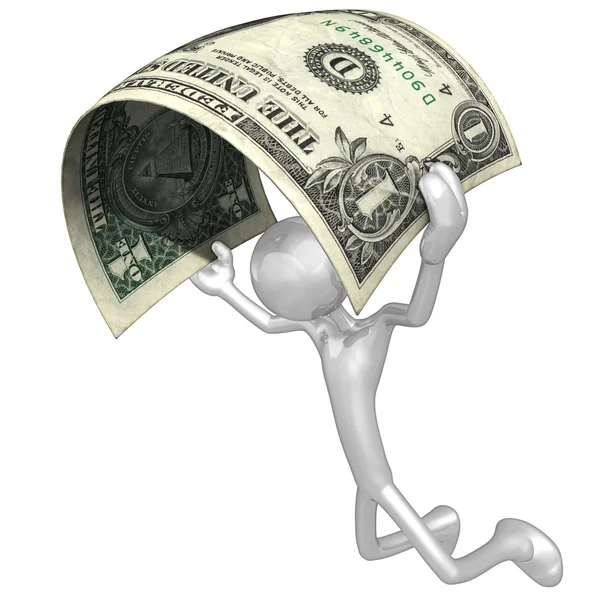 3D персонаж с деньгами — стоковое фото