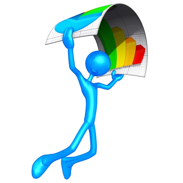 Carattere 3D con Business Report — Foto Stock