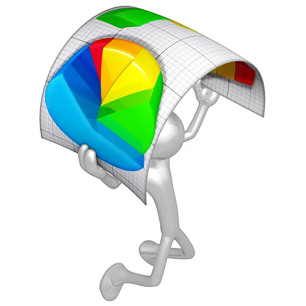 Personaje 3D con informe de negocios — Foto de Stock