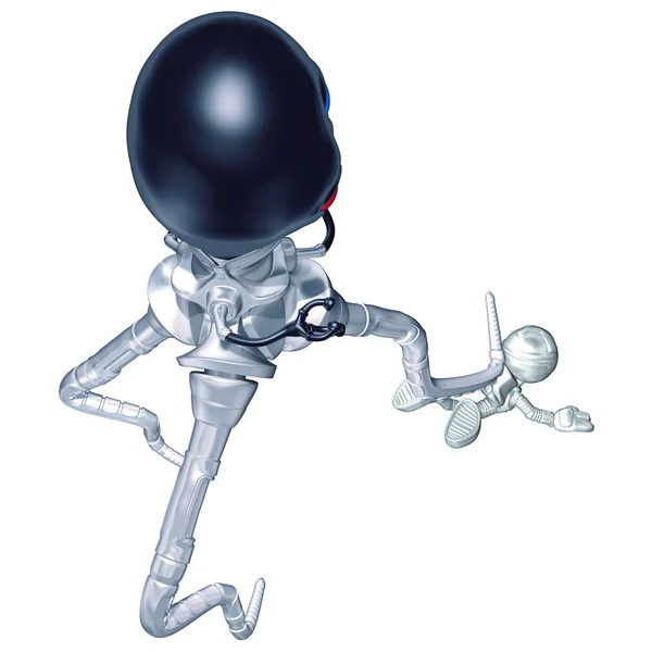 Mini Astronaut Attacked By Tripodian Alien — Stock Photo, Image