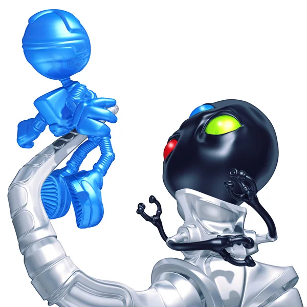 Mini Astronaut Attacked By Tripodian Alien — Stock Photo, Image