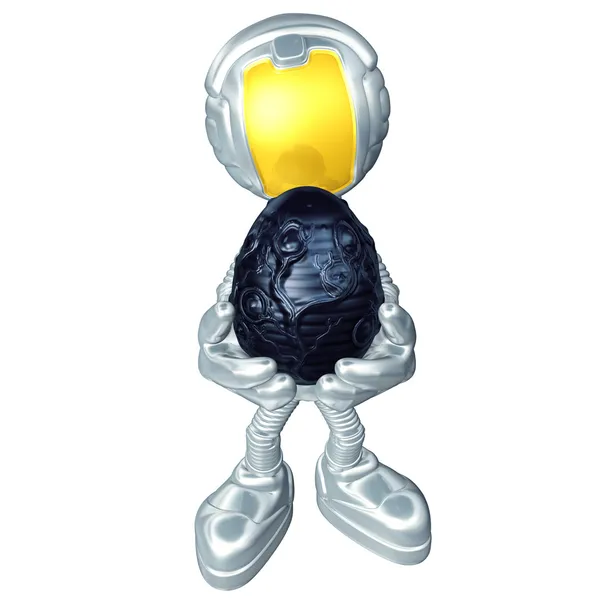 Mini astronaut med xeno ägg — Stockfoto