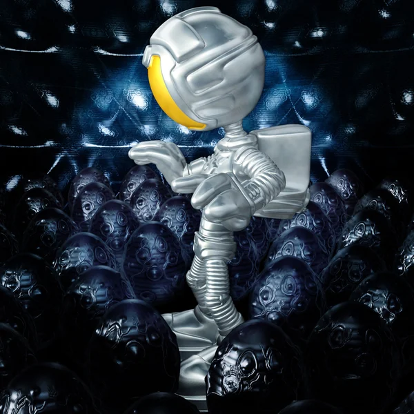 Mini astronauta nell'alveare delle uova di Xeno — Foto Stock