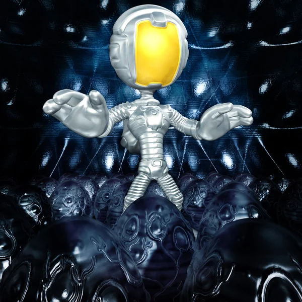 Mini Astronaut In Xeno Egg Hive — Stock Photo, Image
