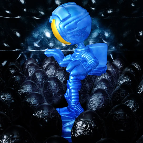 Xeno yumurta kovanında Mini astronot — Stok fotoğraf