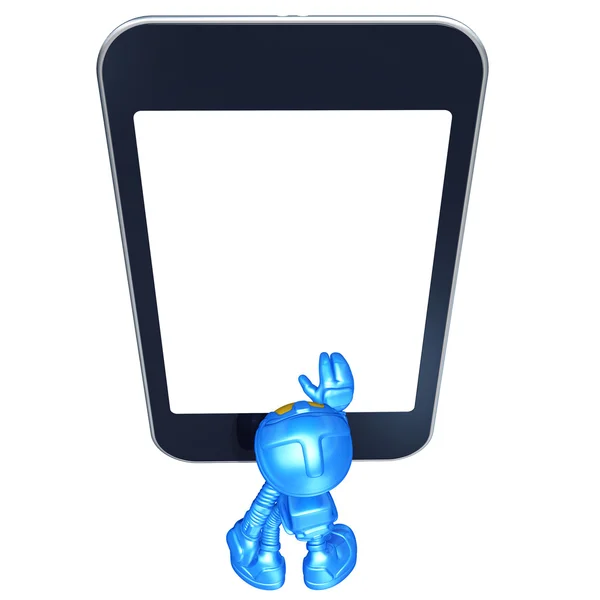 Mini Astronaut With Touch Screen Device — Stock Photo, Image