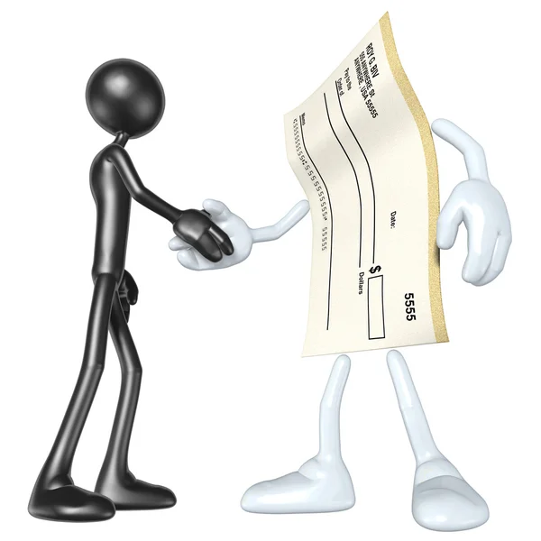 Blank Check Handshake — Stock Photo, Image