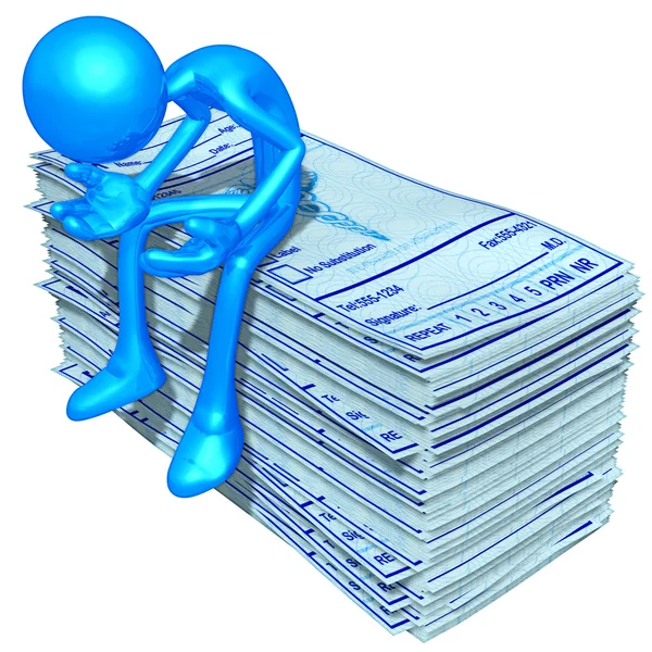 3D Character With Medical Prescriptions — Stock Photo, Image
