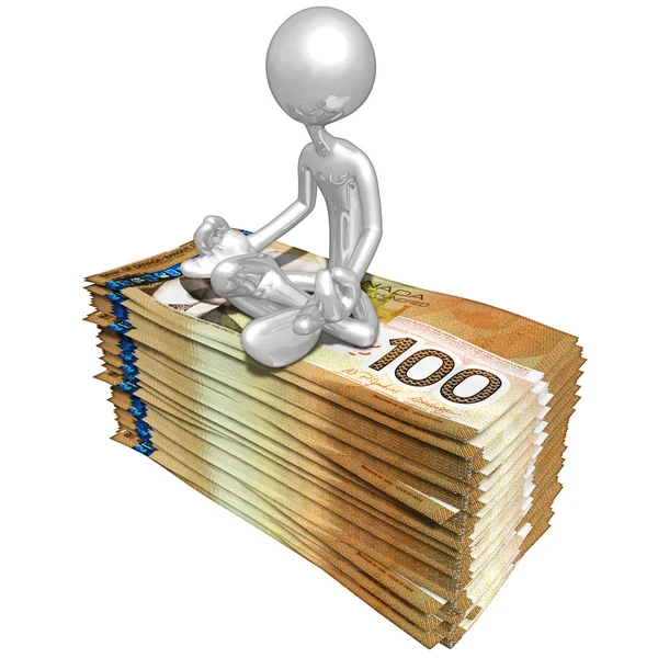 3D Character With Money — Stock Photo, Image