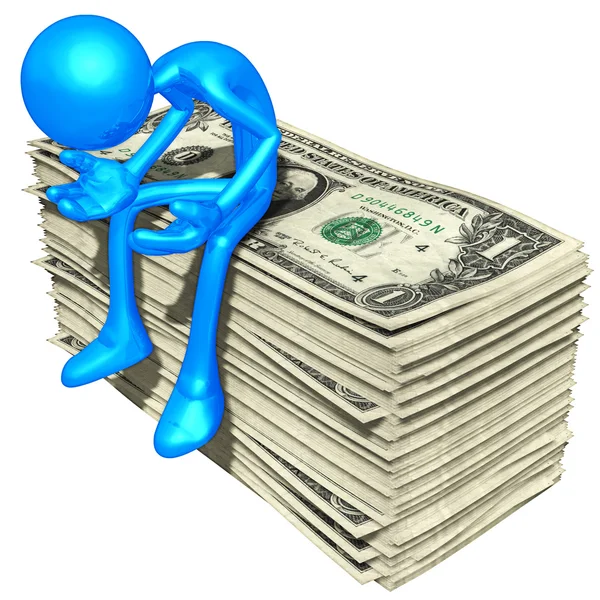 3D Character With Money — Stock Photo, Image