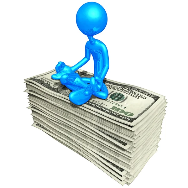 Personagem 3D com dinheiro — Fotografia de Stock
