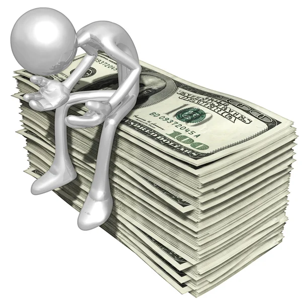 3D Character With Money — Stock Photo, Image