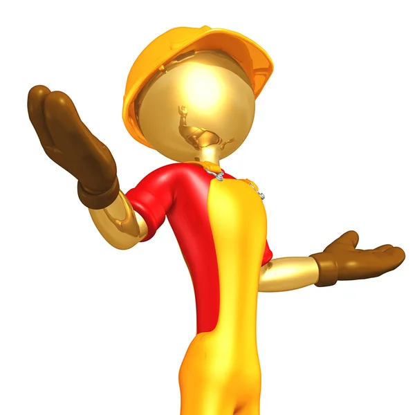 3D Construction Worker Character — Stock Photo, Image