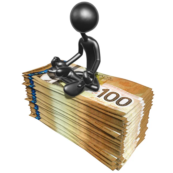 3D Character With Money — Stock Photo, Image