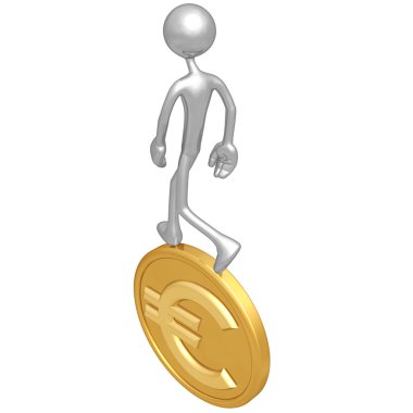 Altın euro para üzerinde yürüme