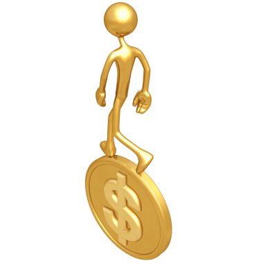 Altın dolar para üzerinde yürüme