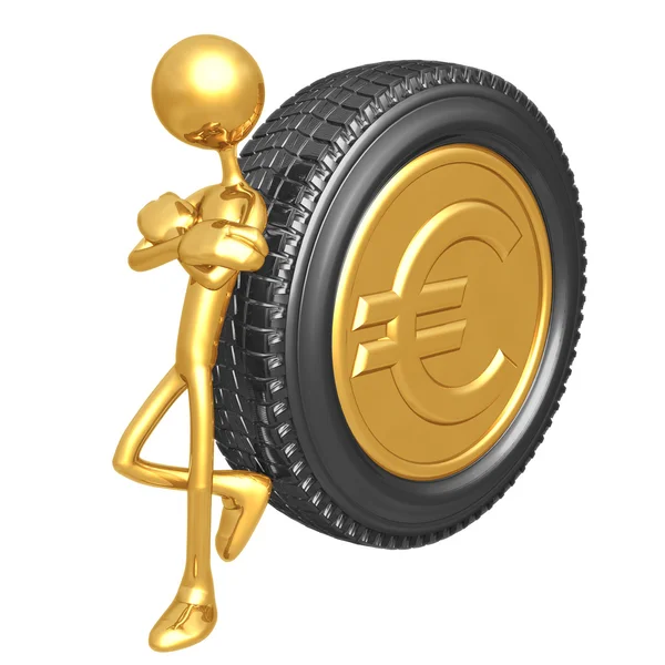 Gold Euro Coin Tire — Stock Photo, Image