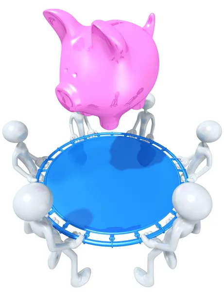 Safety Net Catching A Piggy Bank — Stock Photo, Image