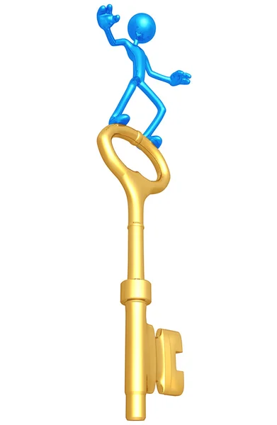 Balancing On Gold Key — Stock Photo, Image