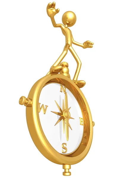 Balancing On Golden Compass — Stock Photo, Image