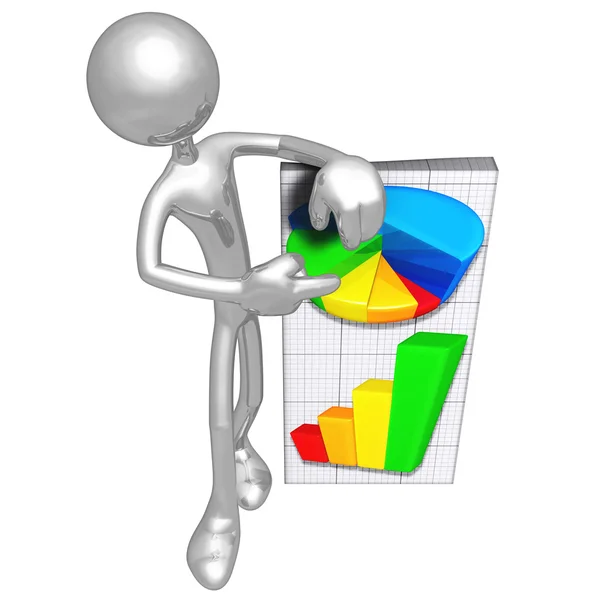 Personaje 3D Presentando Informe de Negocios — Foto de Stock