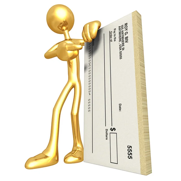 3D Character With Blank Check — Stock Photo, Image