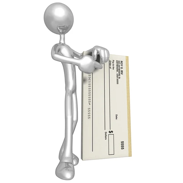 3D Character With Blank Check — Stock Photo, Image