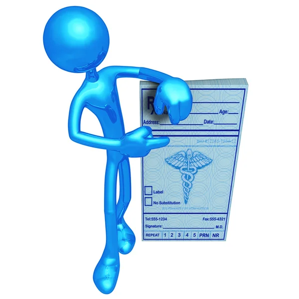 3D Character With Medical Prescription — Stock Photo, Image